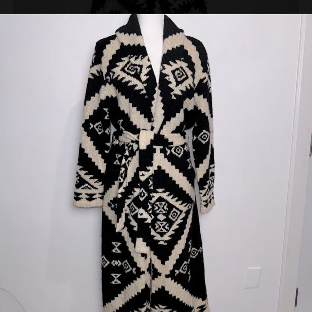 Lauren Ralph Lauren Black and Cream Patterned Cardigan